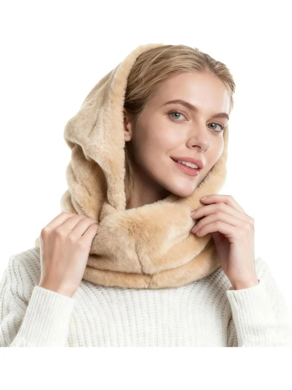 Cozy Faux Fur Hooded Infinity Scarf Combo | Winter Head & Neck Wrap for All